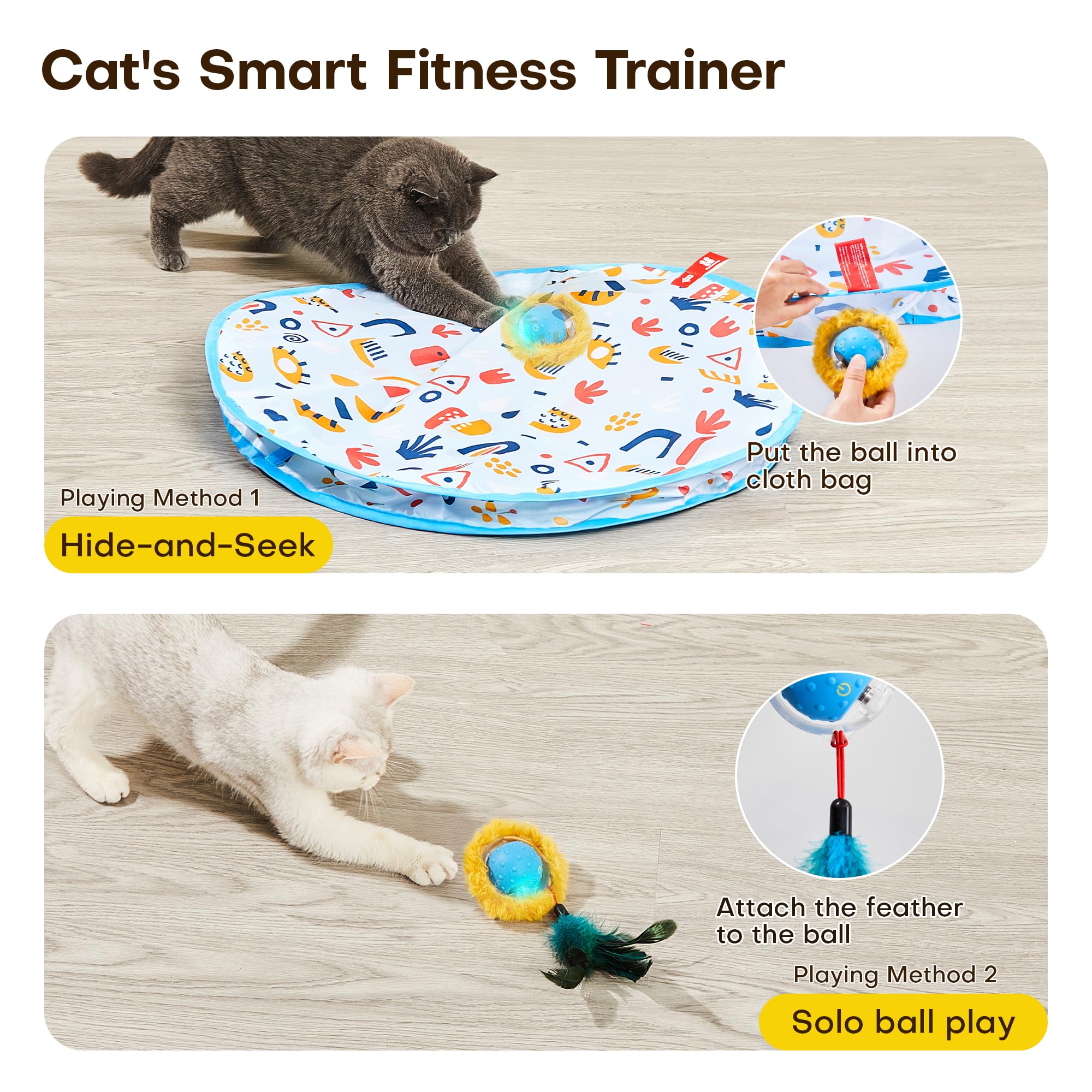 Potaroma automatic-moving ball in play mat keeps cats curious and active