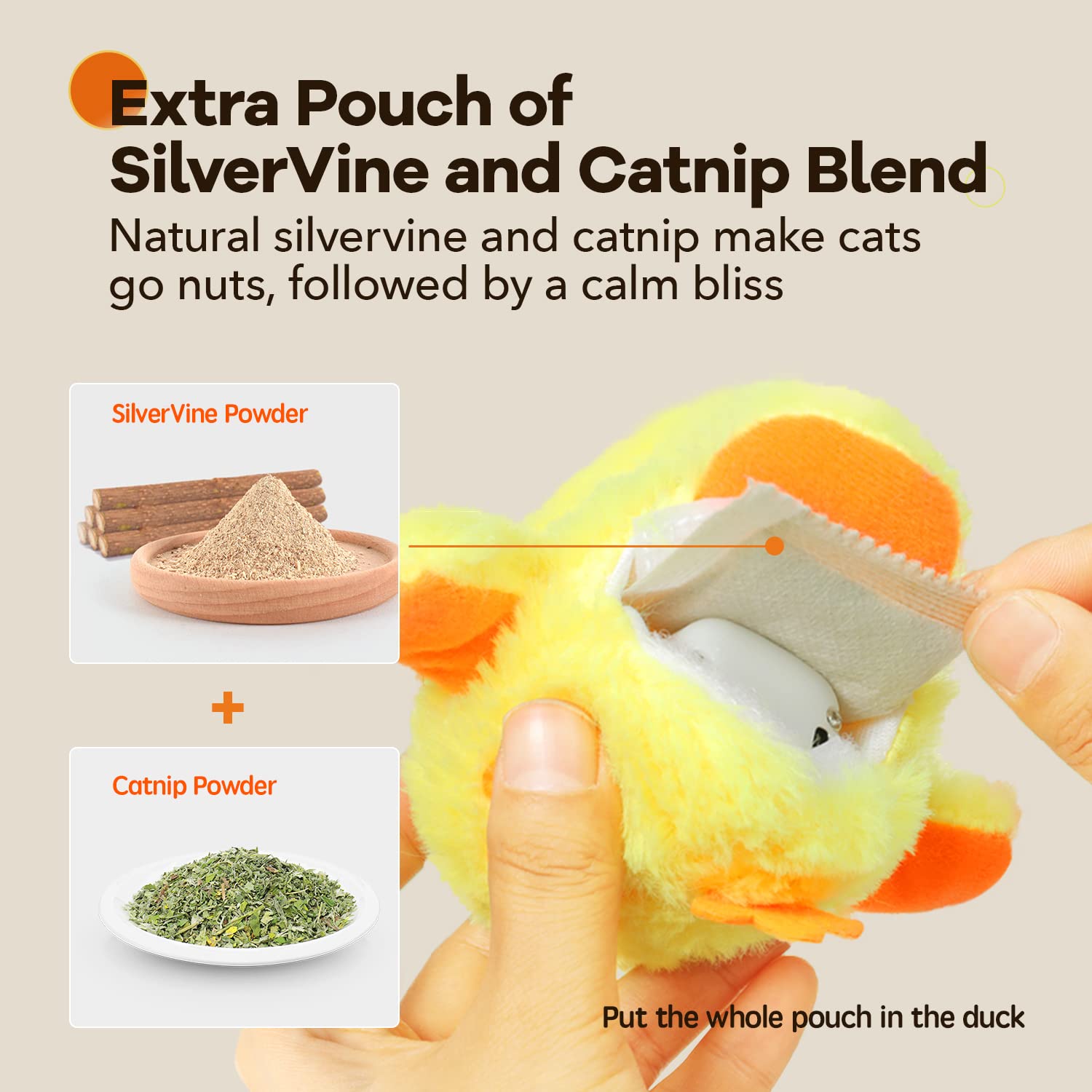 Potaroma lifelike duck quack sounds to engage your cat during play