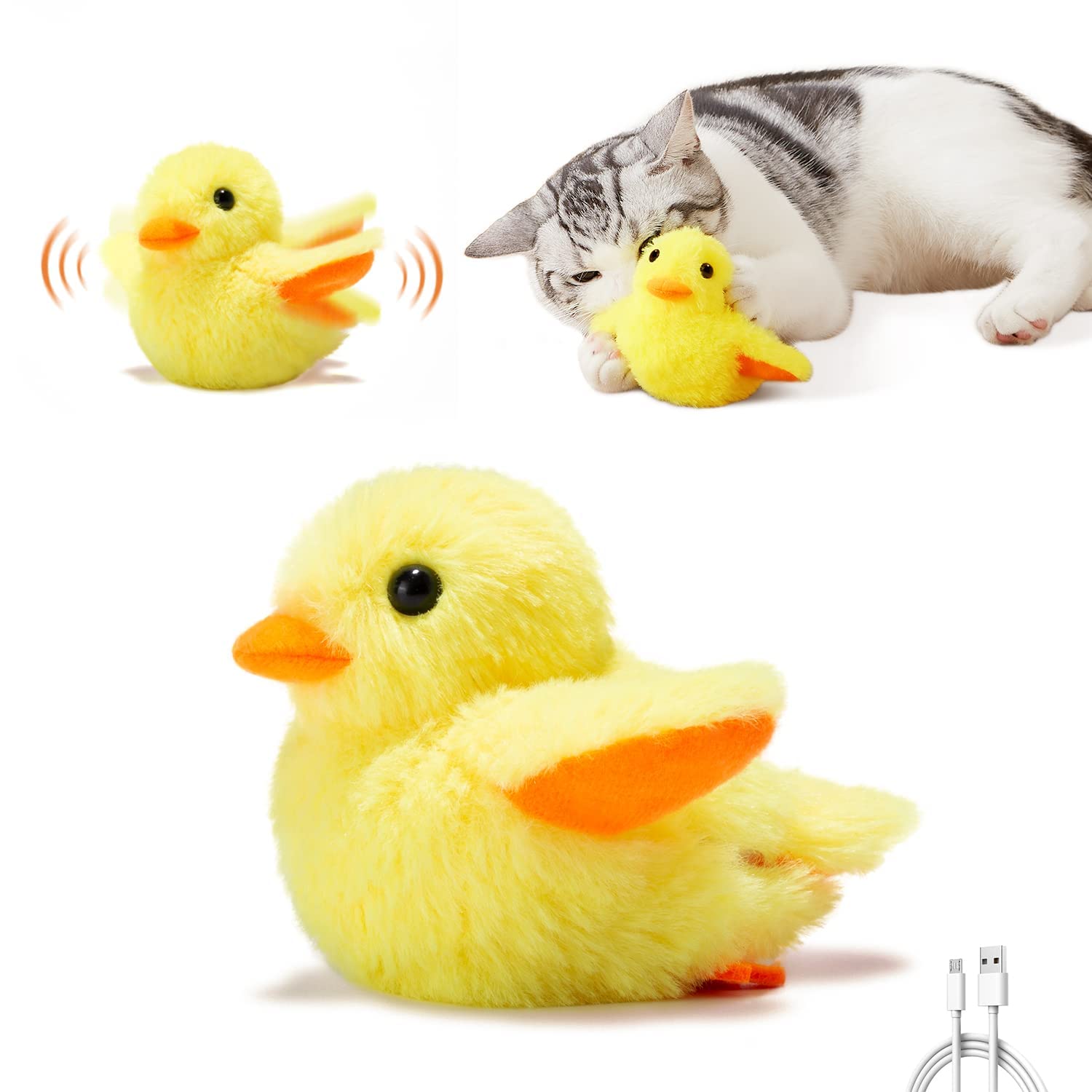 Potaroma cat toy rechargeable flapping duck for interactive play and exercise
