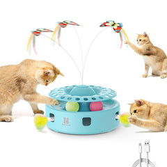Potaroma fluttering butterfly entices cats to pounce and play.