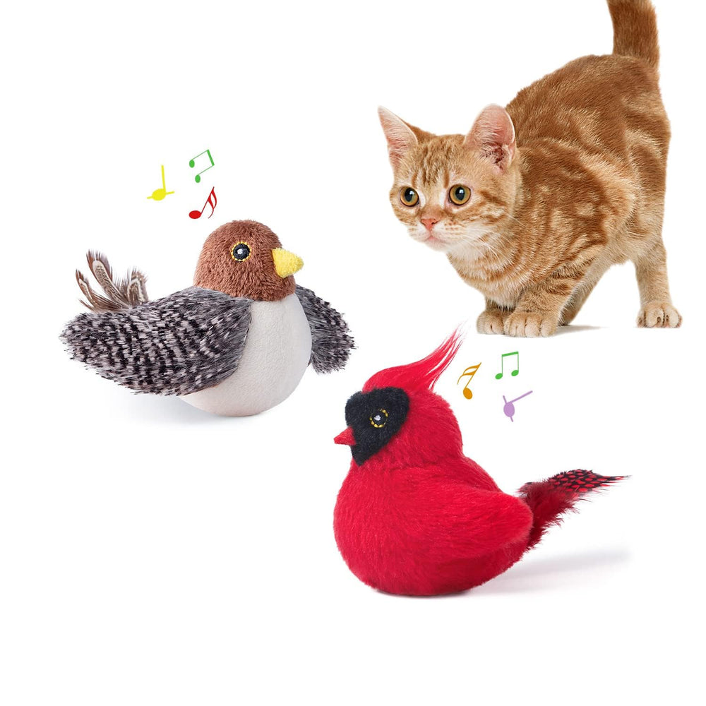 Potaroma Chirping Birds 2 Pcs: lifelike birds with chirping sounds for indoor play.