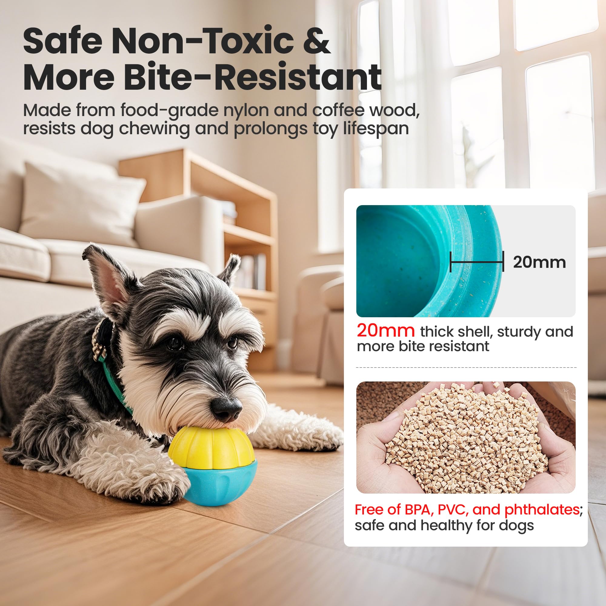Potaroma dental-care-chew-toy helps remove food debris while dogs chew