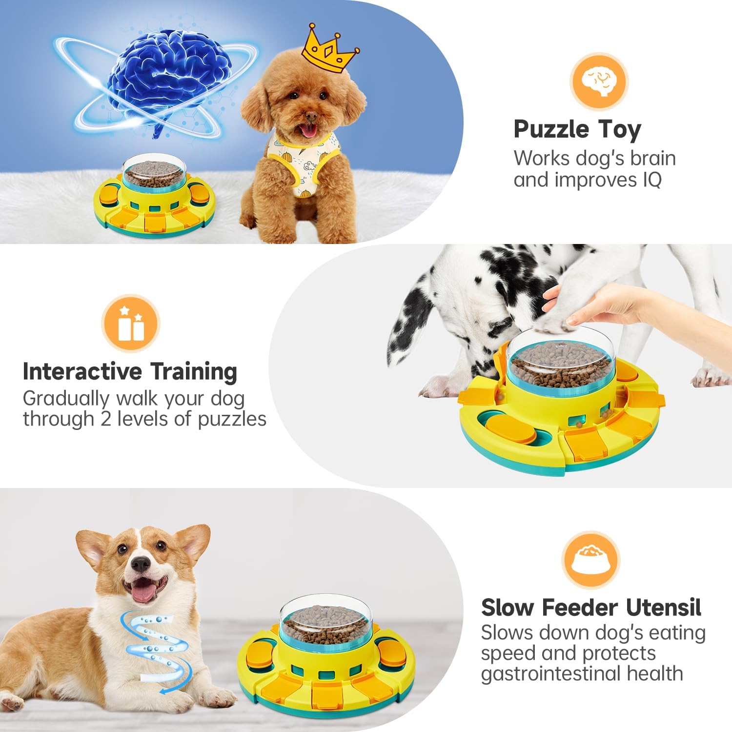 Potaroma dog puzzle toy 2-levels top-compartments offer level-2 challenge