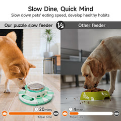 Non-slip base stabilizes pawing and feeding without tipping or spillage.