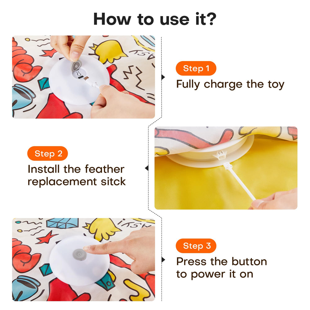 Potaroma durable safety design with replaceable feather wand for lasting fun.