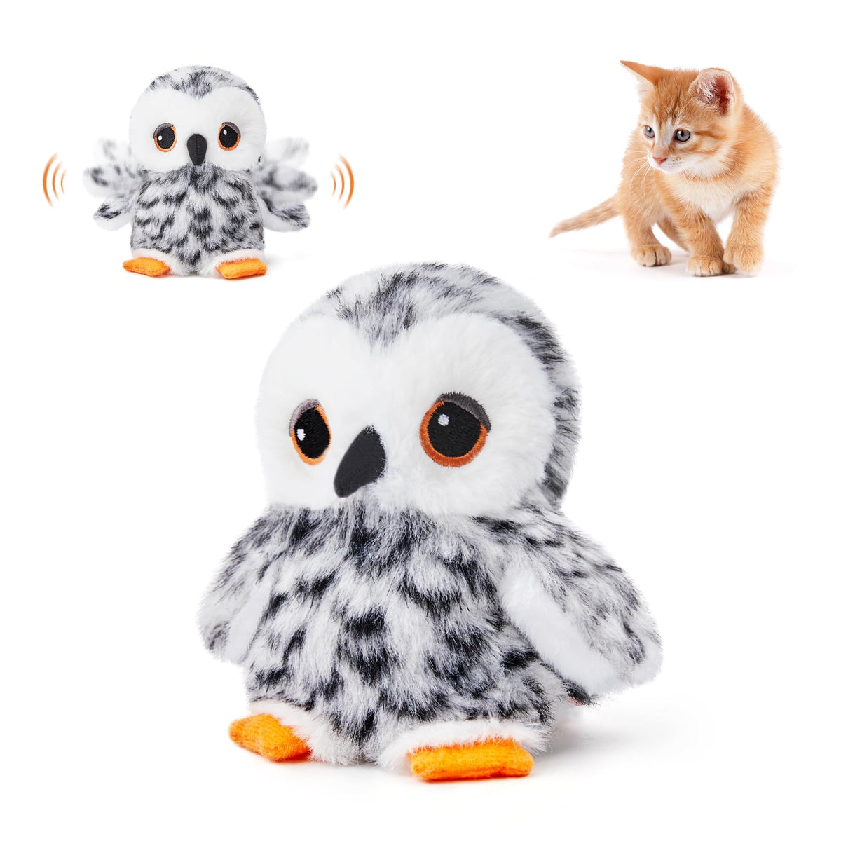 Potaroma flapping owl toy animated by touch for interactive play.