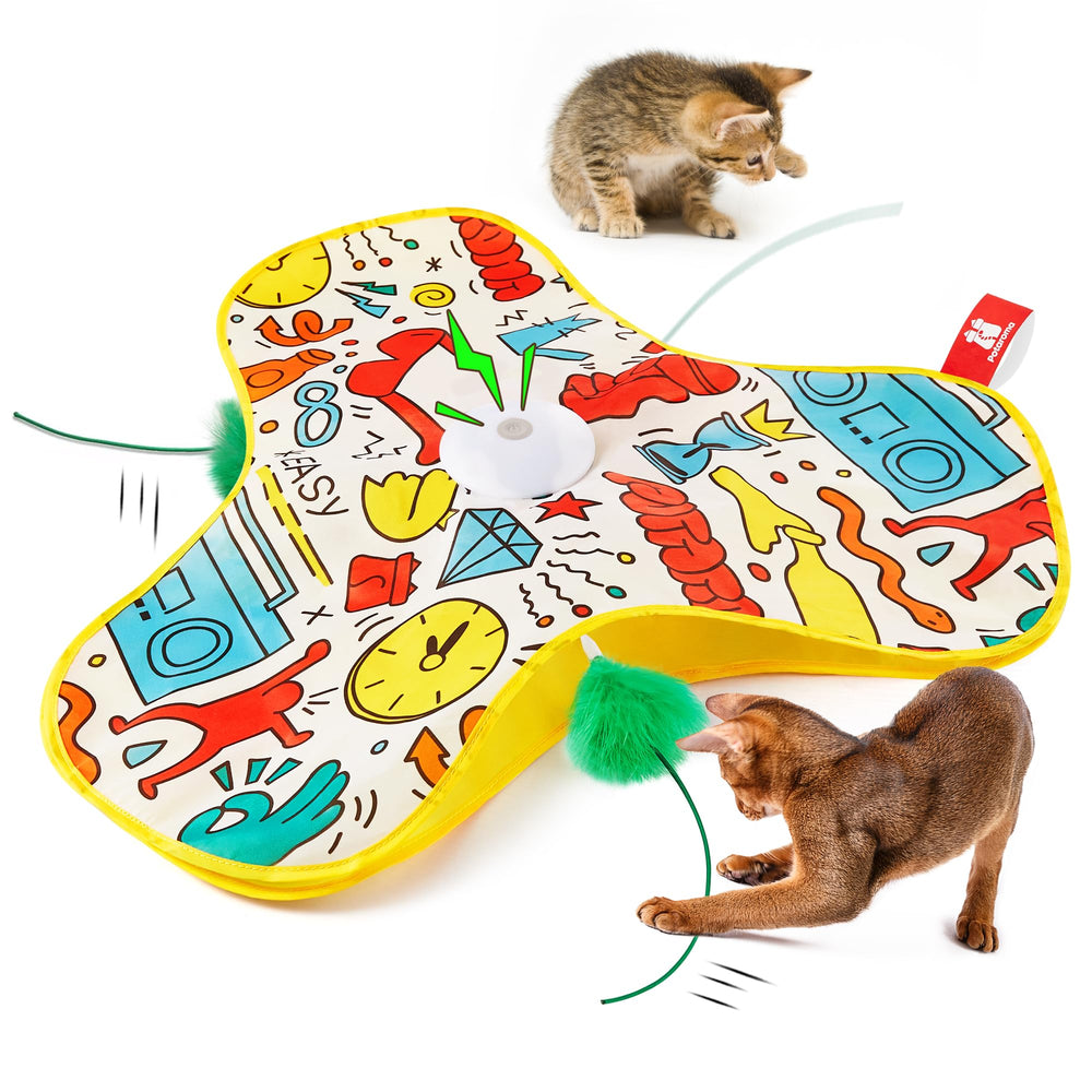 Potaroma interactive cat feather toy promotes active play with a moving feather.