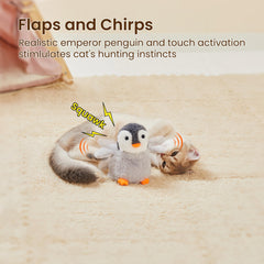 Potaroma penguin chirping toy emits realistic sounds to invite cat play sessions