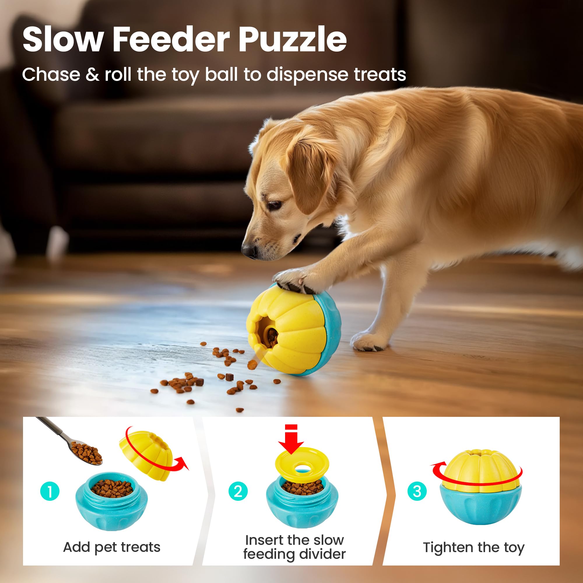 Potaroma slow-feeder-dog-toy enables paced meals during play sessions