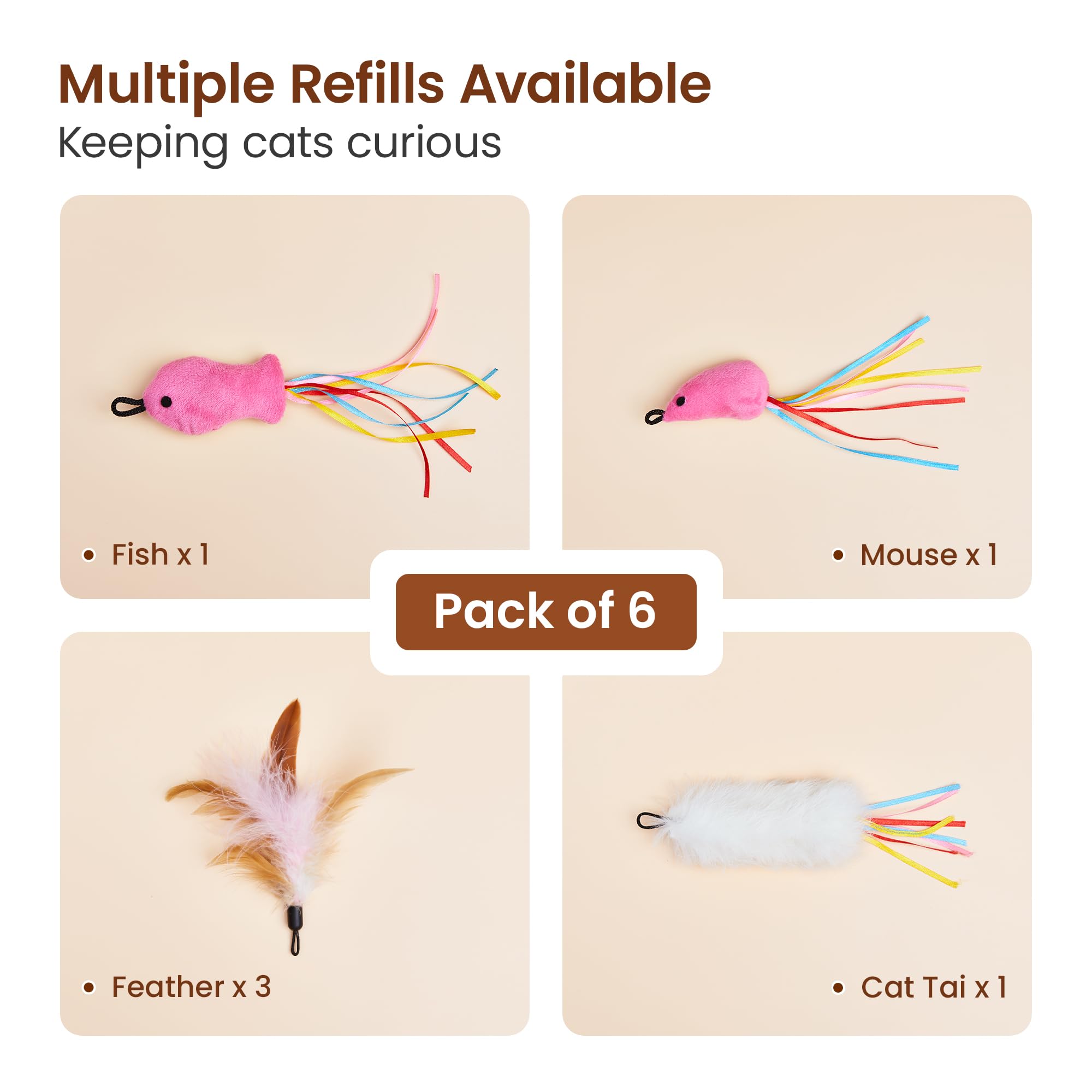 Potaroma tassel mouse refill boosts interactive fun and enrichment.
