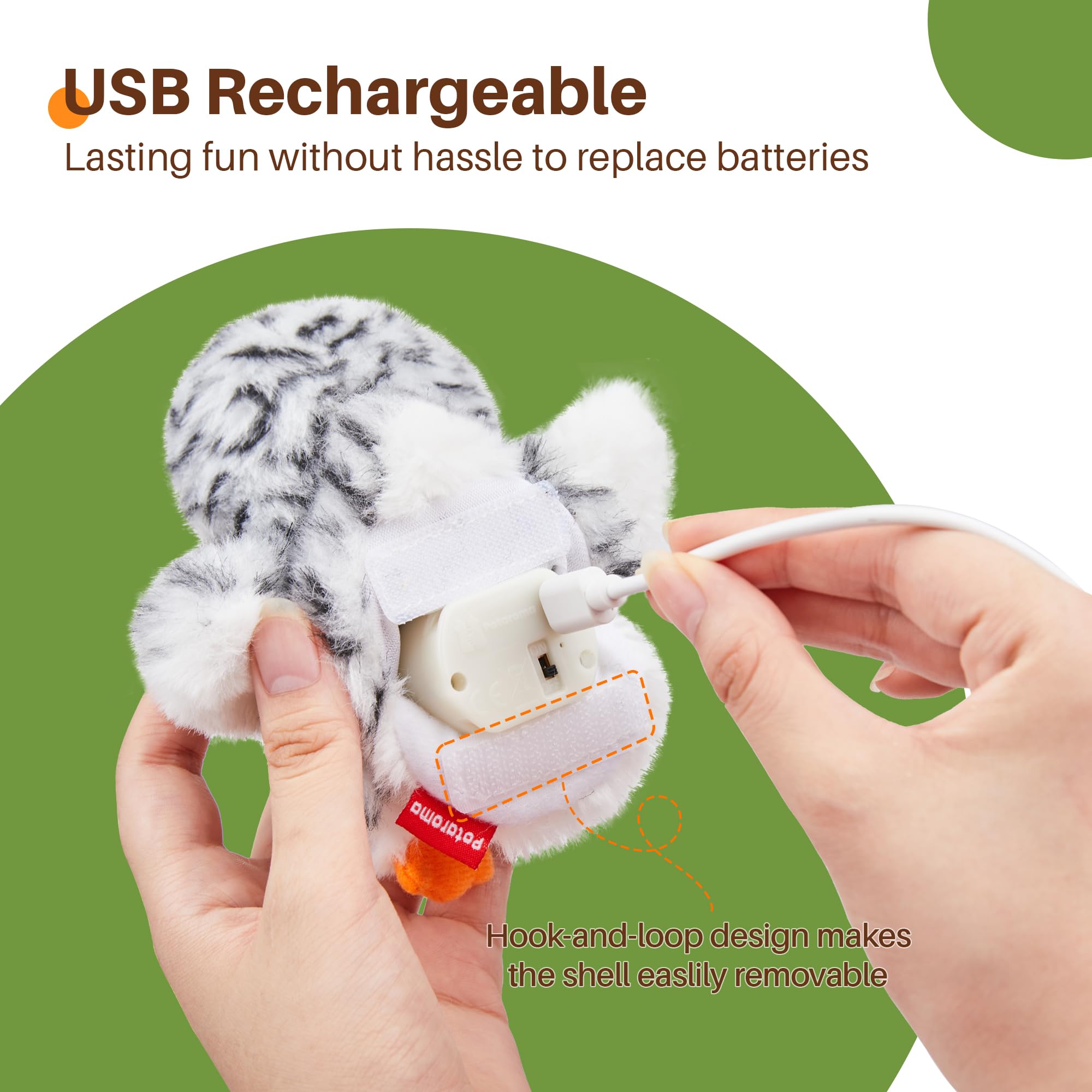 Potaroma USB chargeable toy, rechargeable without frequent battery changes.