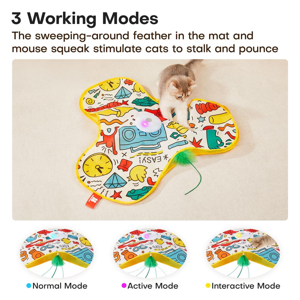 Potaroma USB rechargeable cat toy offers long play sessions after a quick charge.