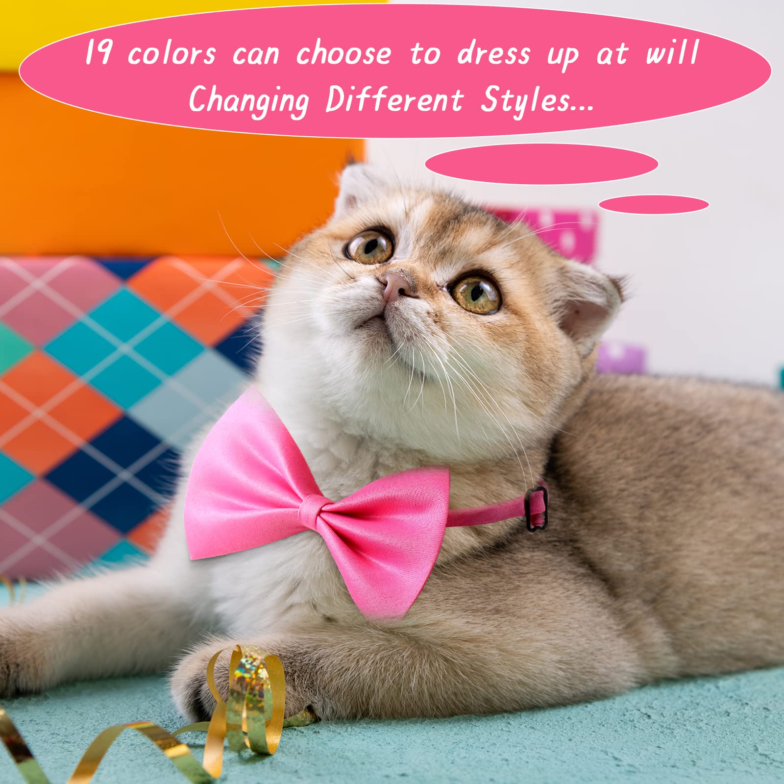 Potchen adjustable neckband bow ties ensure a comfortable, secure fit for small to medium dogs