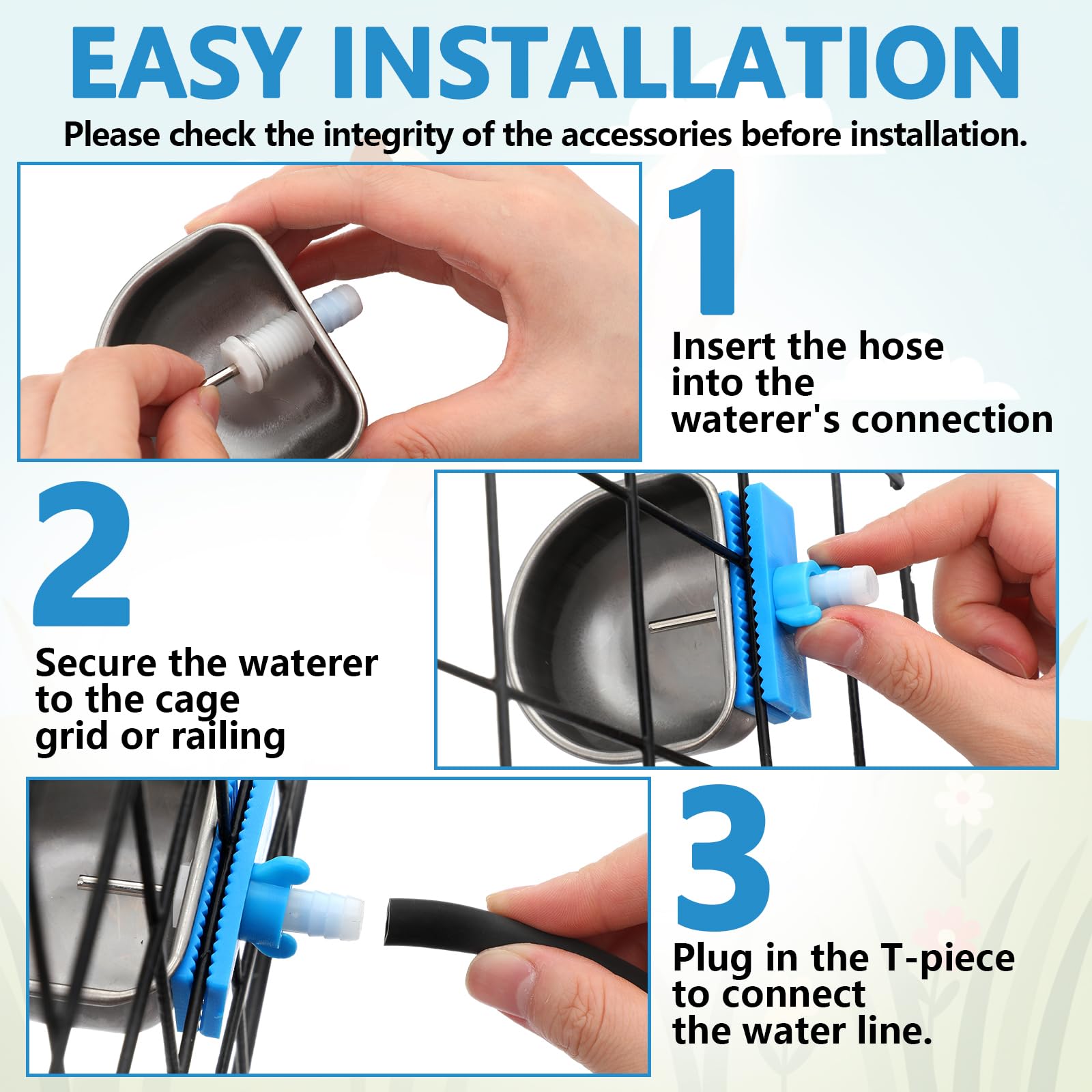 Potchen rabbit water bowl nipple drinker hose connection enables scalable hydration setups.