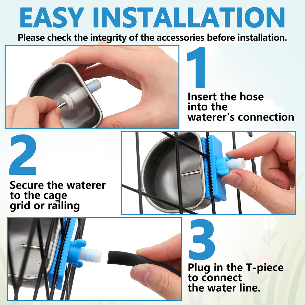 Potchen rabbit water bowl nipple drinker hose connection enables scalable hydration setups.