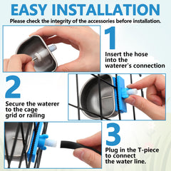Potchen rabbit water bowl nipple drinker hose connection enables scalable hydration setups.