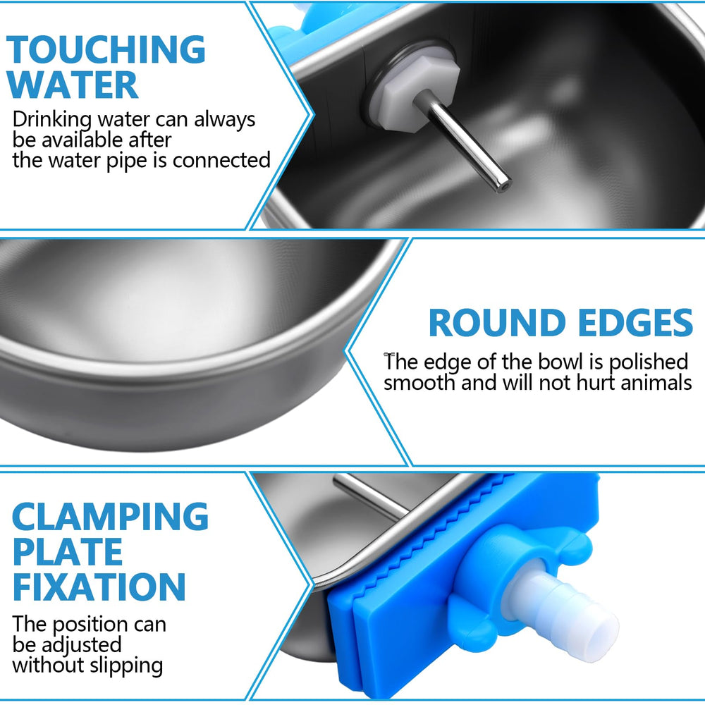 Potchen rabbit water bowl nipple drinker close-up reveals gentle 0.35-inch spout for comfortable drinking.