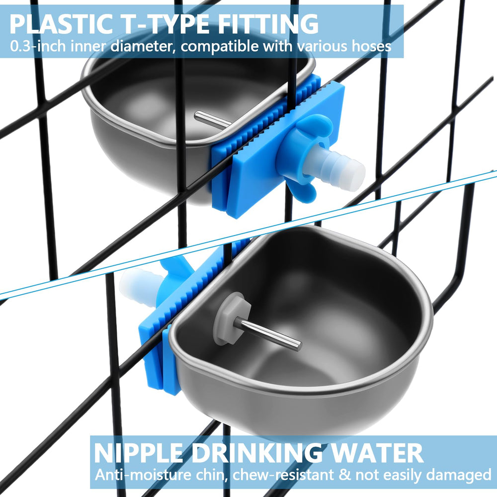 Potchen rabbit water bowl nipple drinker side view highlights durable 304 stainless steel construction.