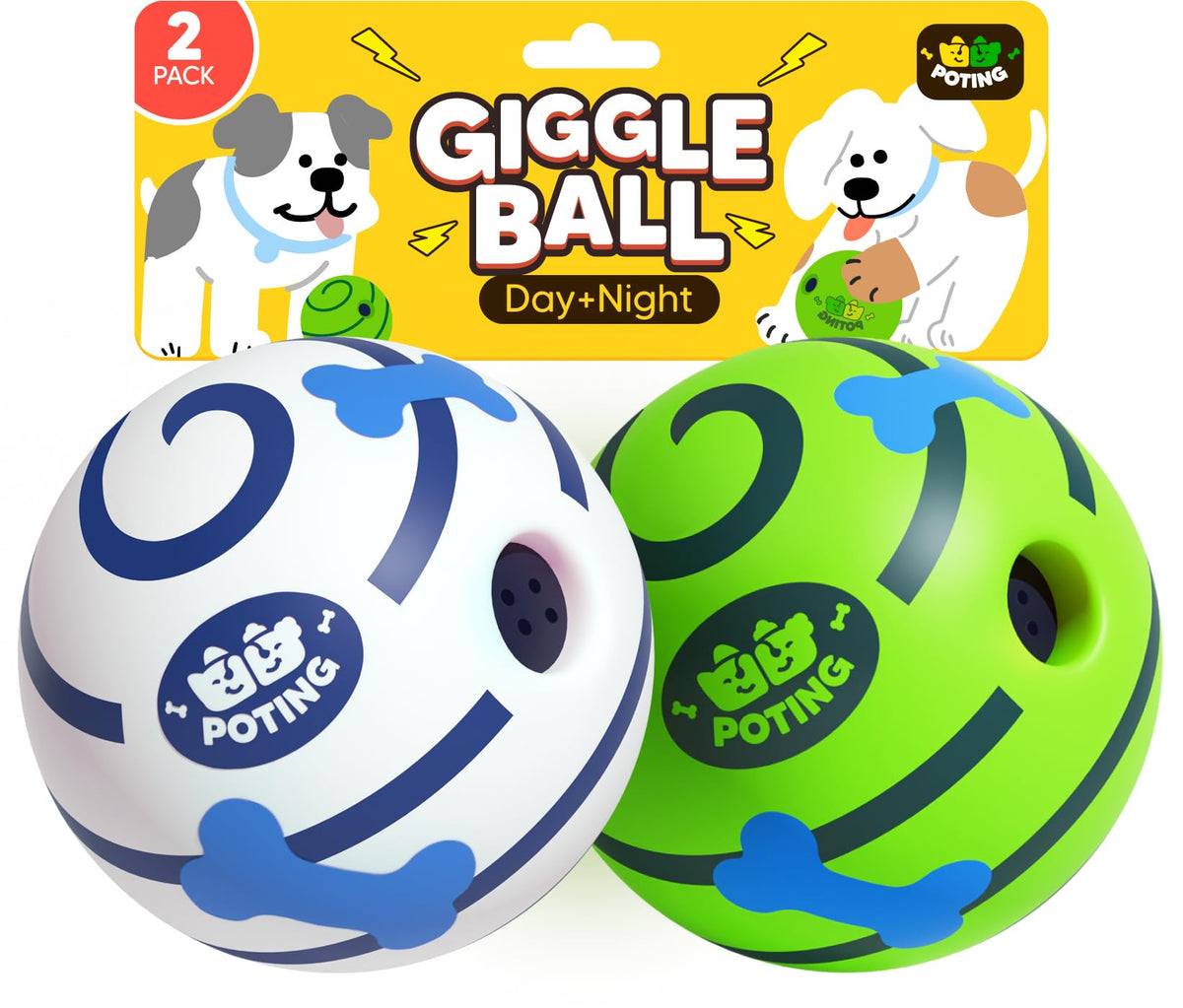 POTING Giggle Ball glows in the dark for safe night play and engagement.