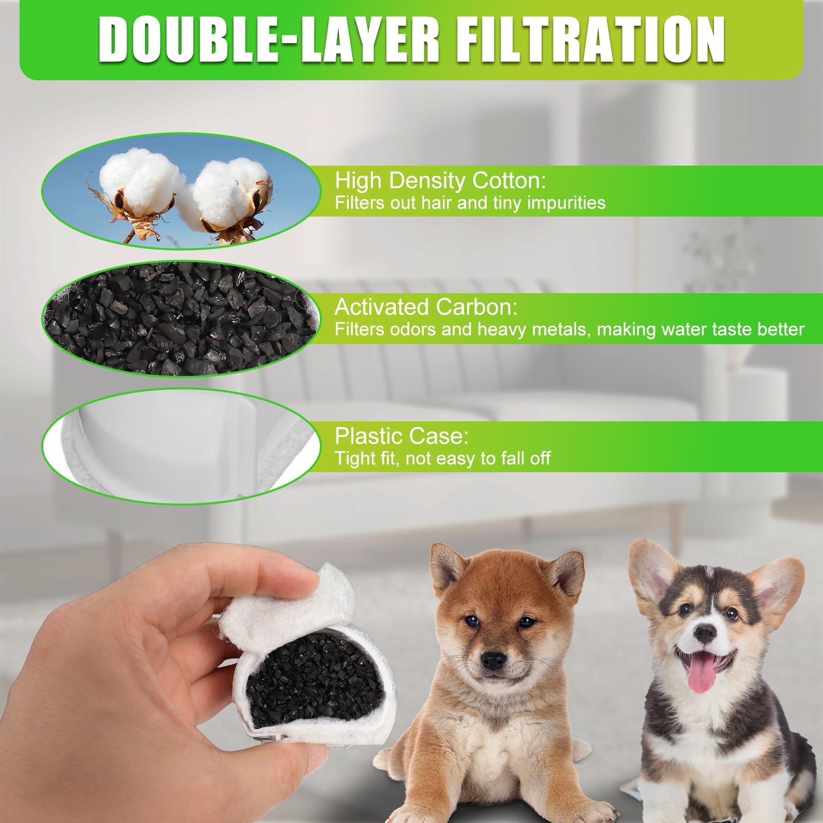 Poweka Pagoda and Avalon compatibility filter set keeps fountain water clean.
