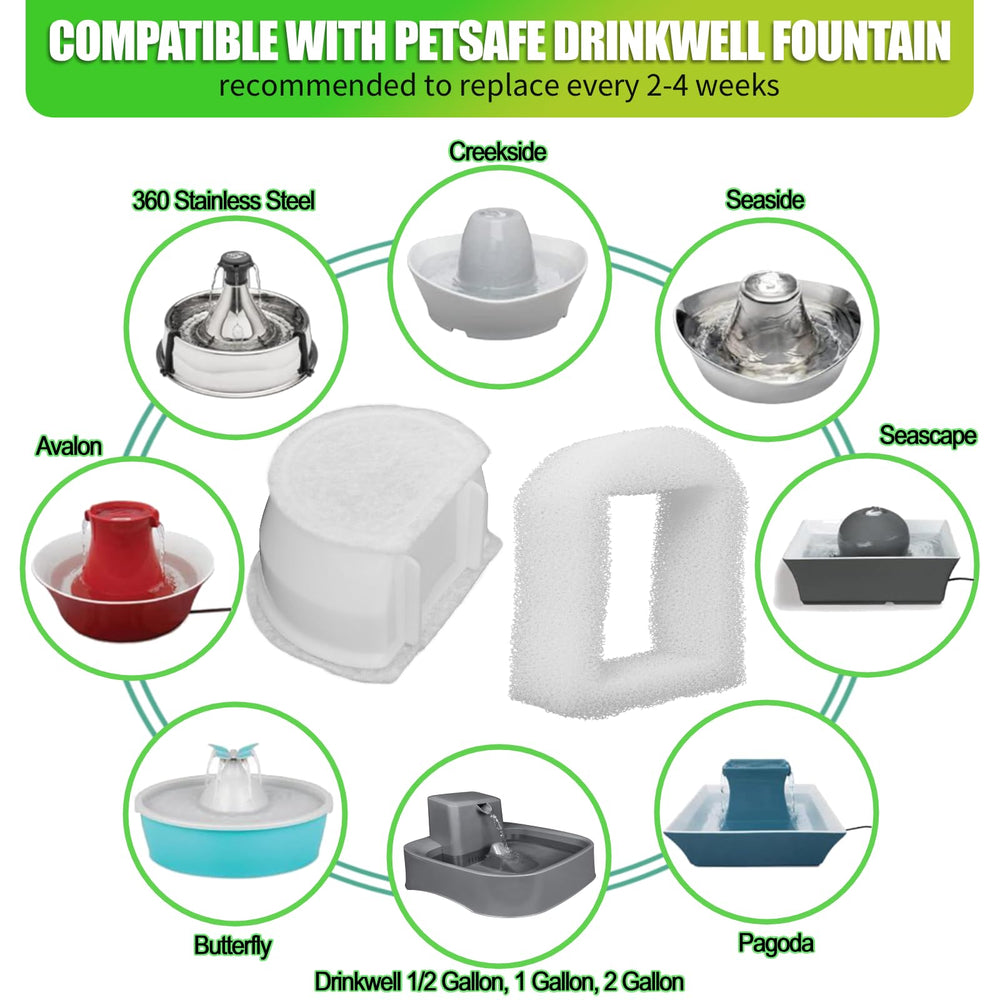 Poweka water fountain filter set with 16-pack for easy replacement.