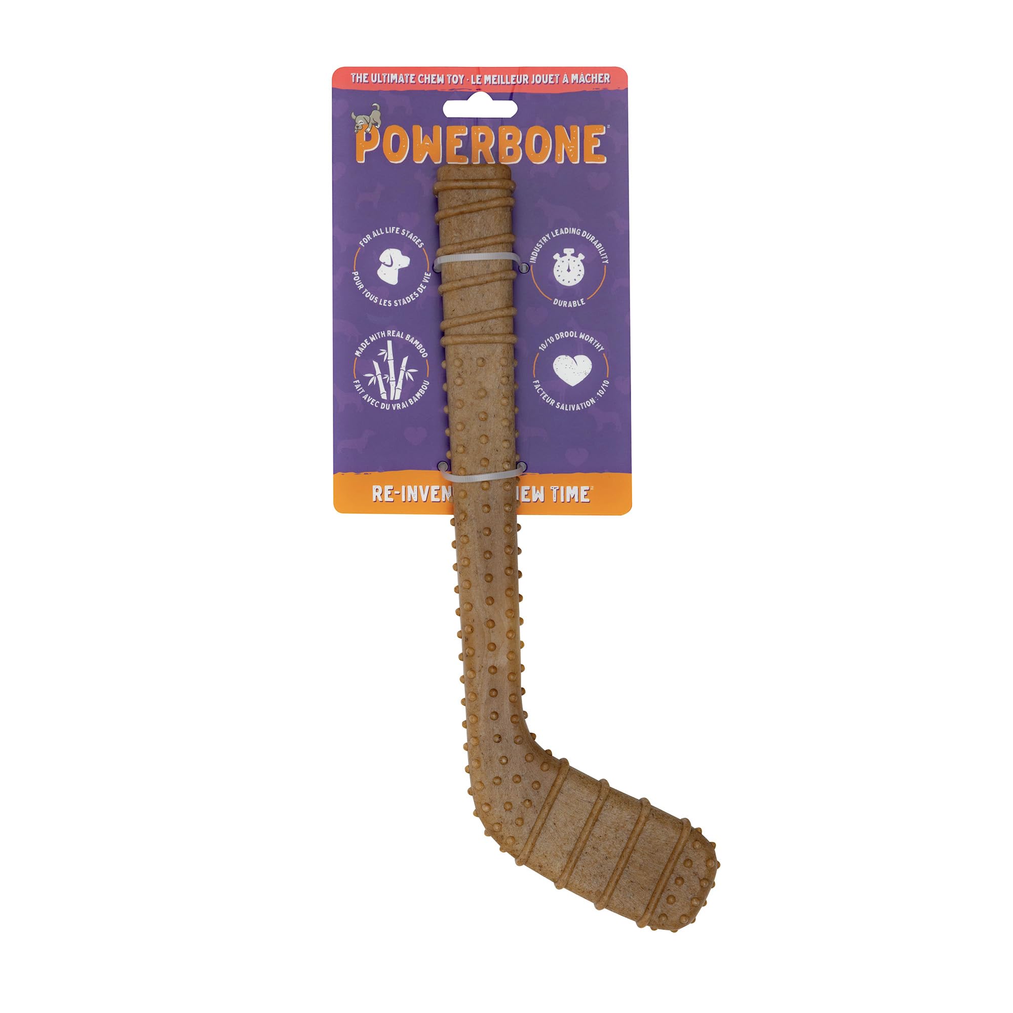 The Chew Club Powerbone durable nylon-bamboo chew for long-lasting play.