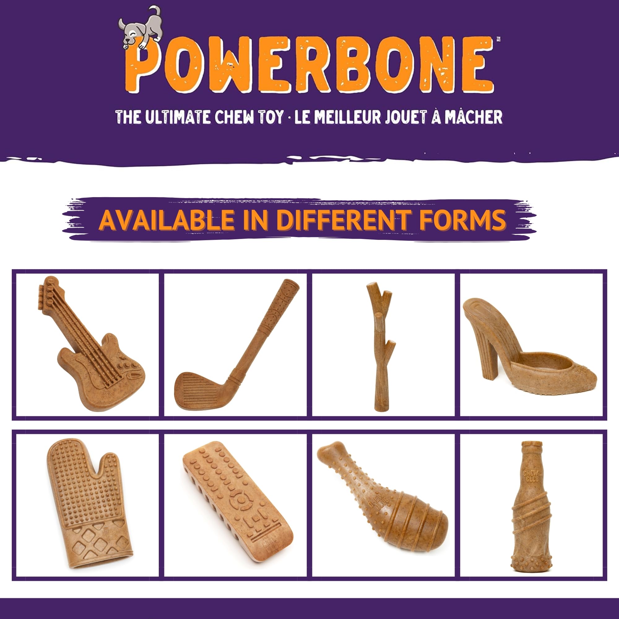 Powerbone life-stages toy suits puppies to adults for versatile use.