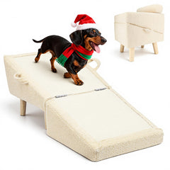 Powerful Xishan dog stairs foldable wooden ramp in beige for sofa access