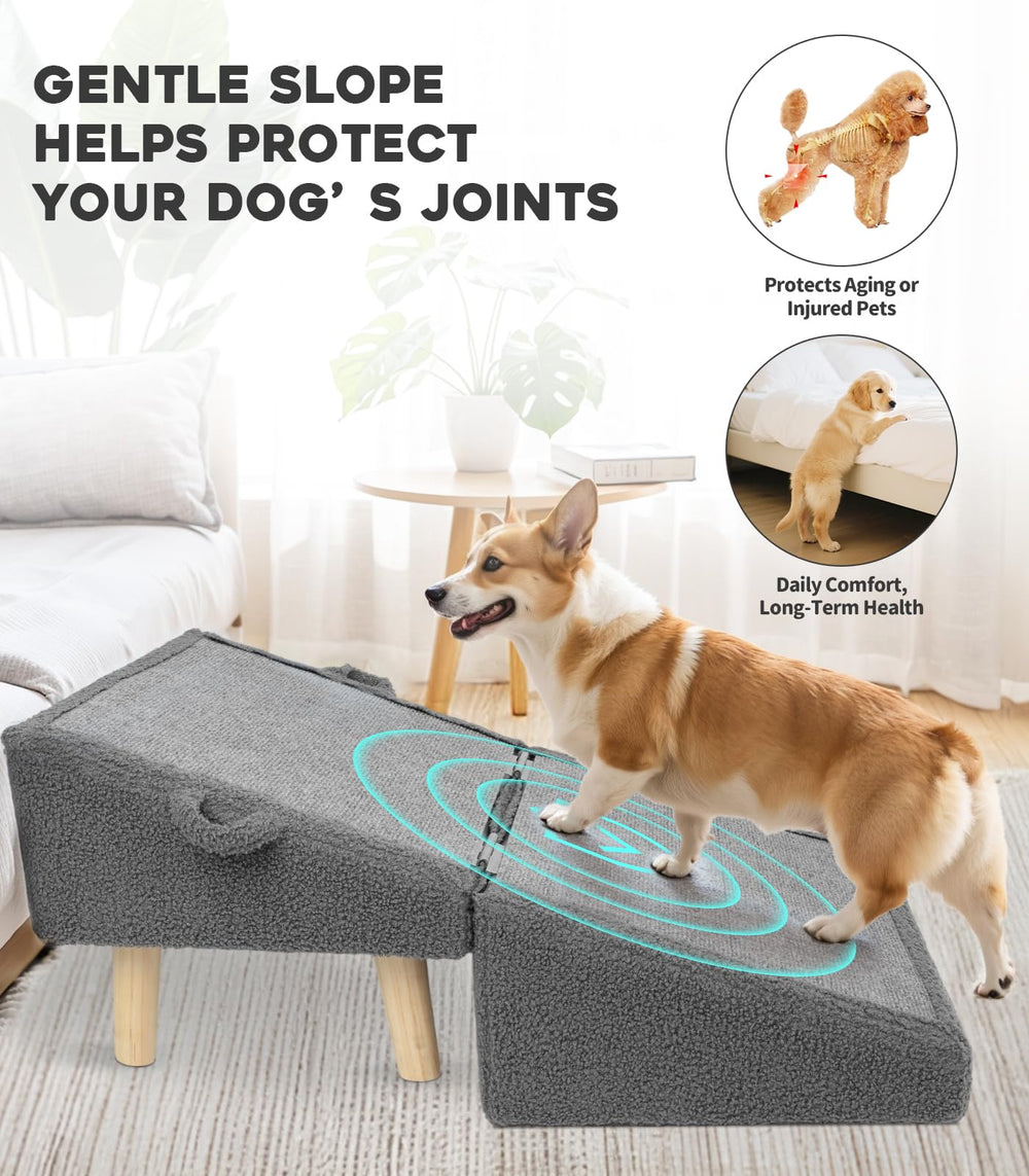 Powerful Xishan dog stairs foldable footstool design blends with home decor.