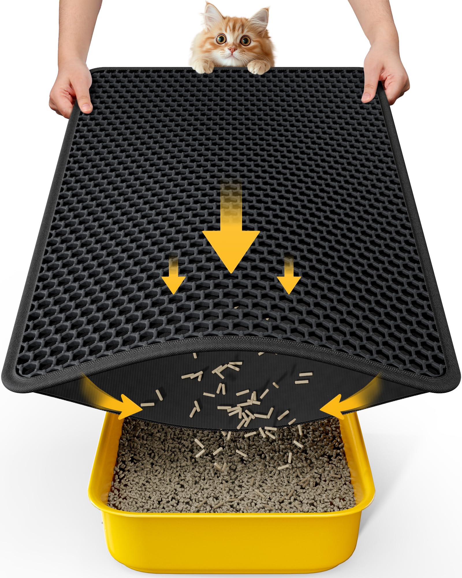 Powools cat litter mat 30x24 front view traps litter and protects floors.