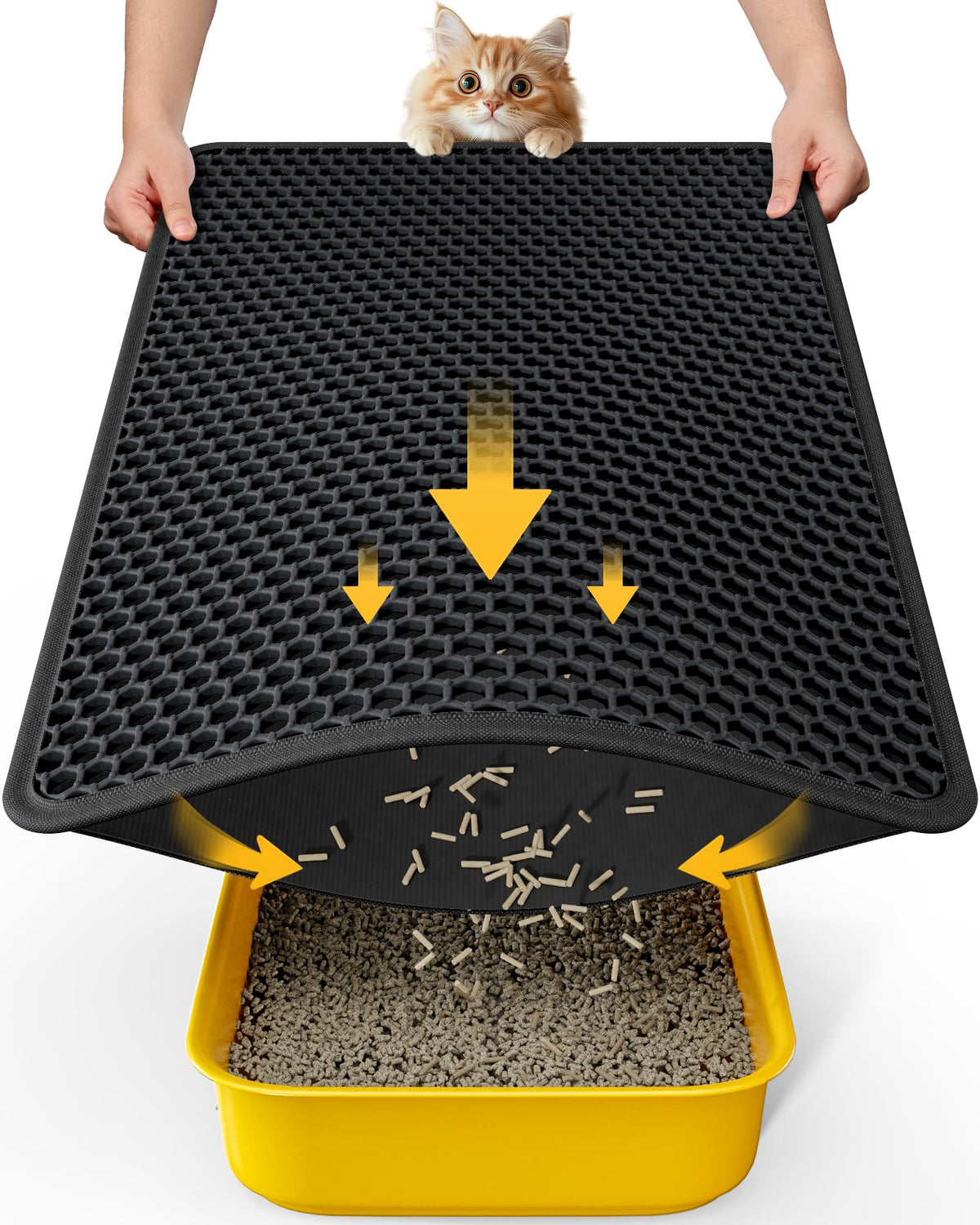 Powools cat litter mat 30x24 front view traps litter and protects floors.