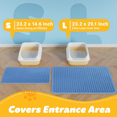 Powools cat litter mat showing waterproof anti-slip bottom protecting flooring