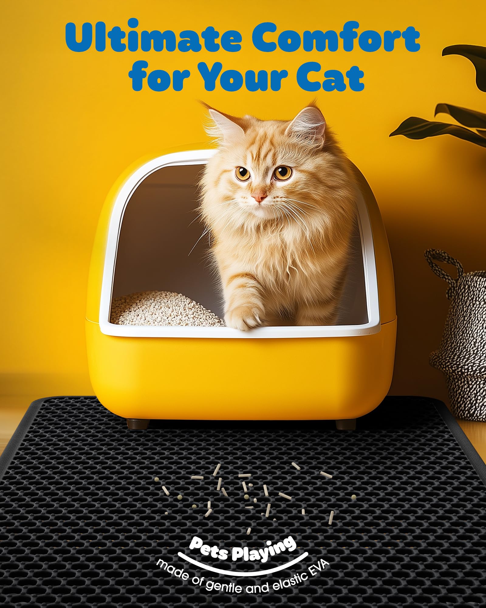 Powools cat litter mat 30x24 waterproof bottom protects floors from leaks.