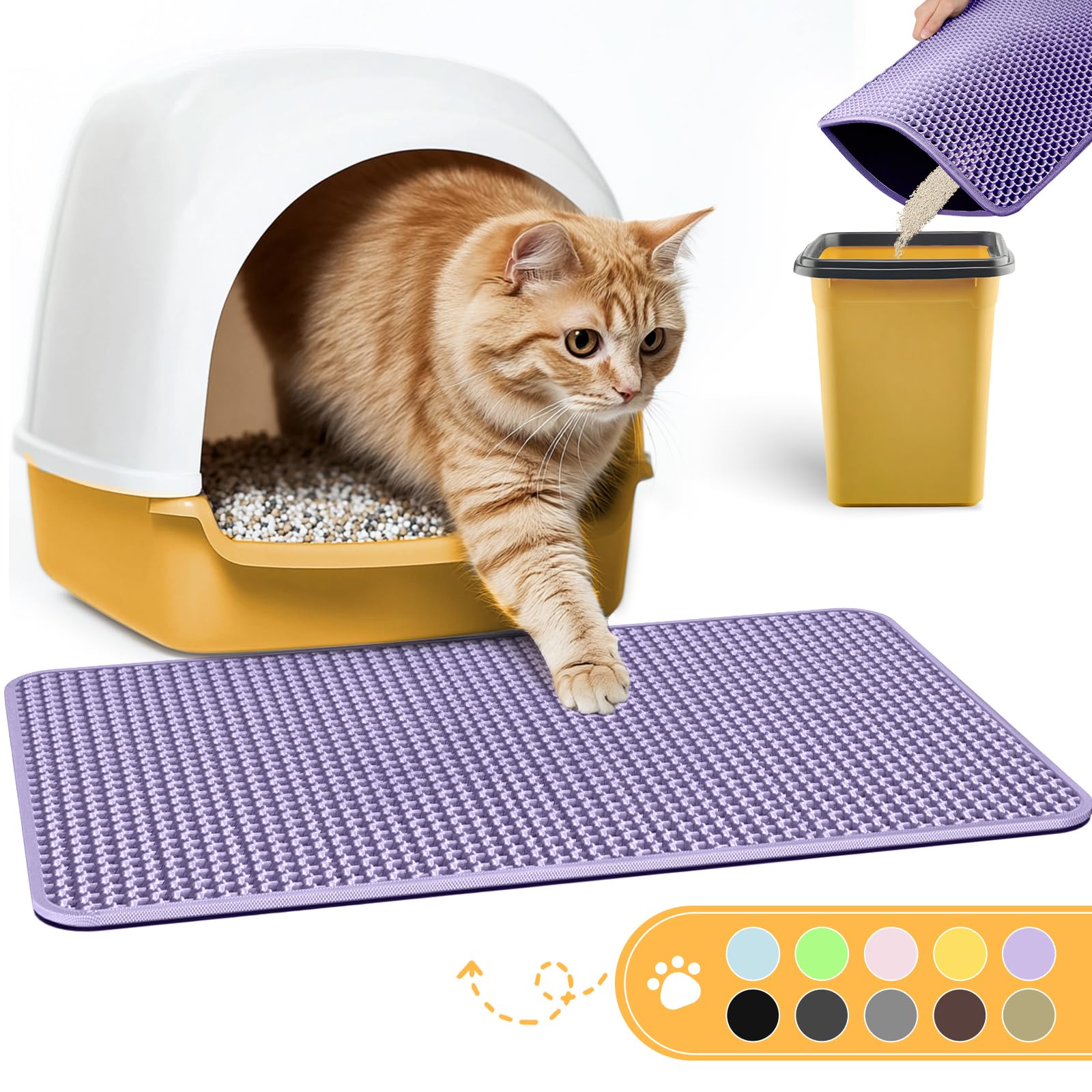 Powools cat litter mat double-layer trap catches litter and keeps paws clean.