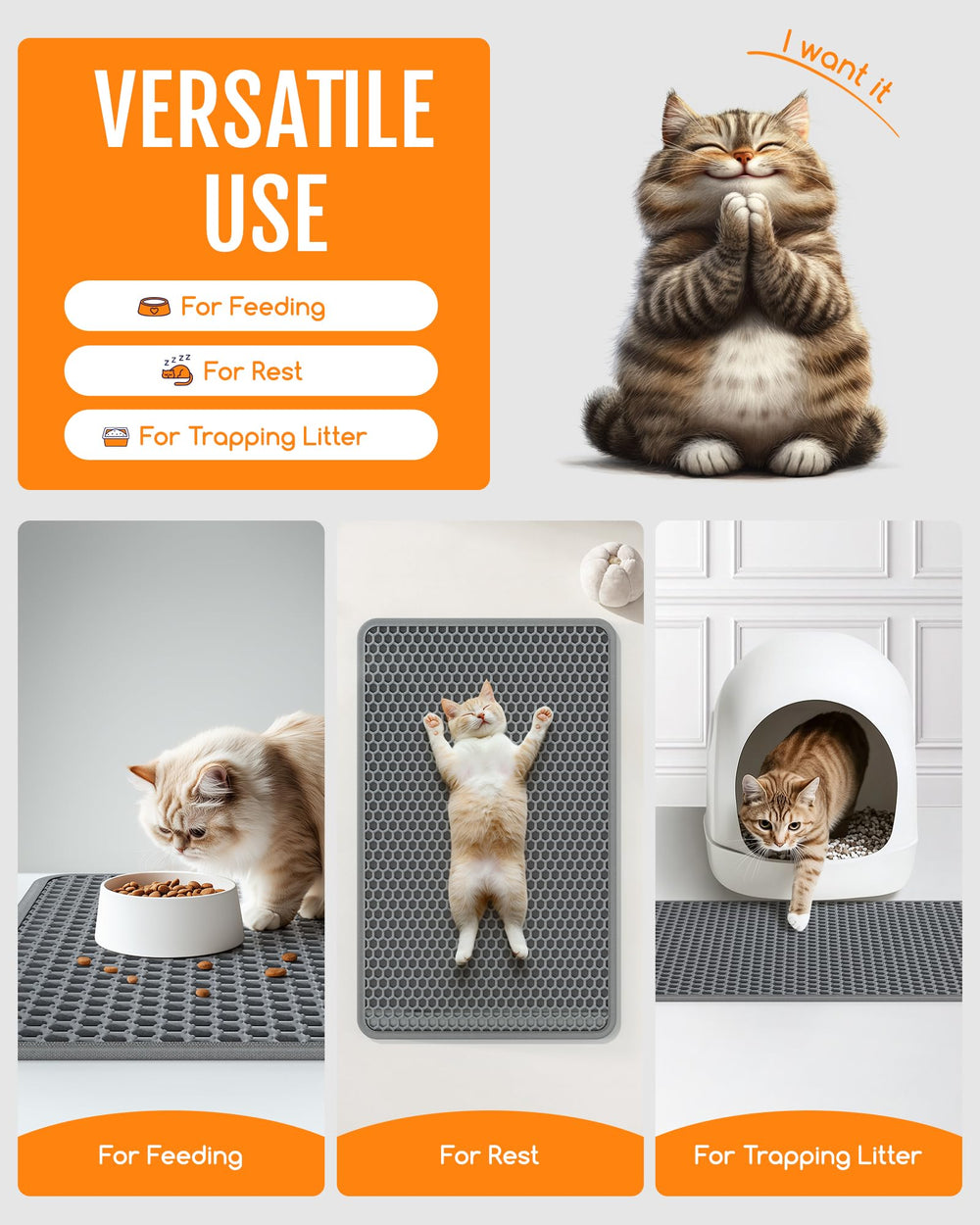 Powools litter mat easy-clean envelope design for quick maintenance.