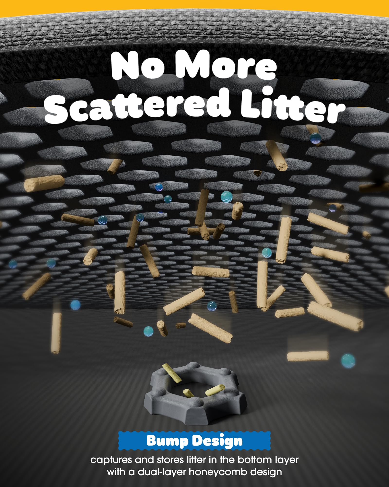 Powools cat litter mat honeycomb detail highlights efficient litter capture.