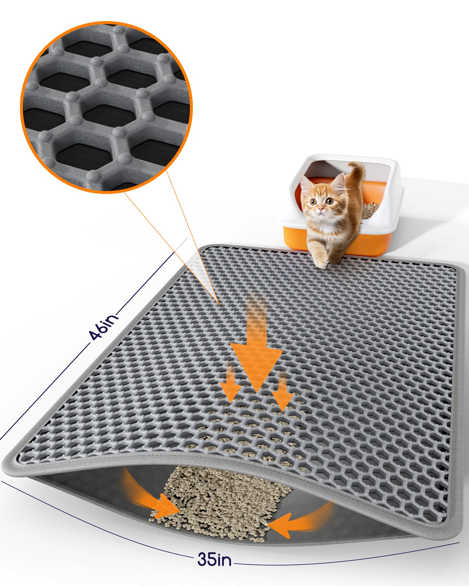 Powools cat litter mat odor-free and non-toxic for sensitive cats.