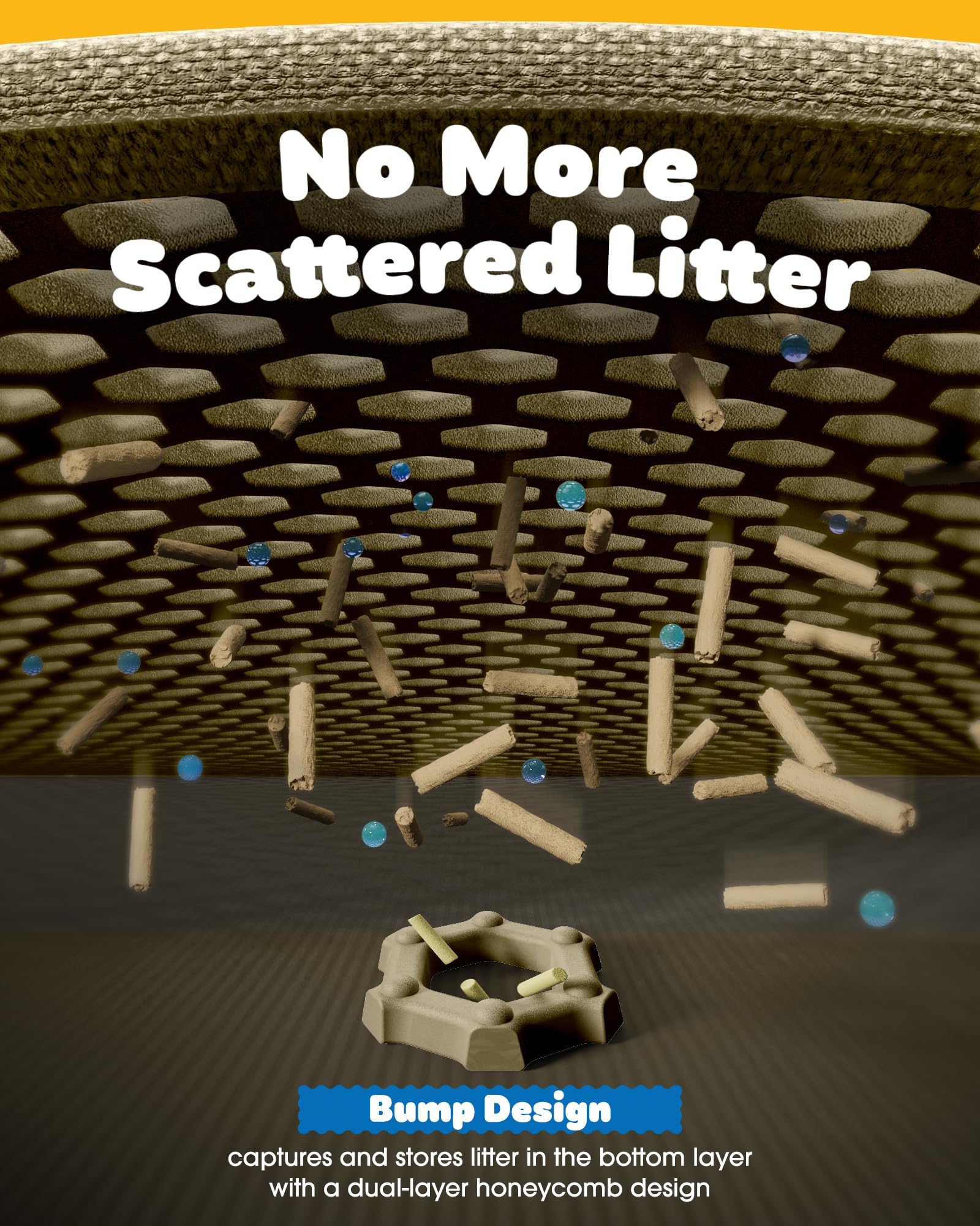 Powools cat litter mat side-opening design allows easy litter recycling