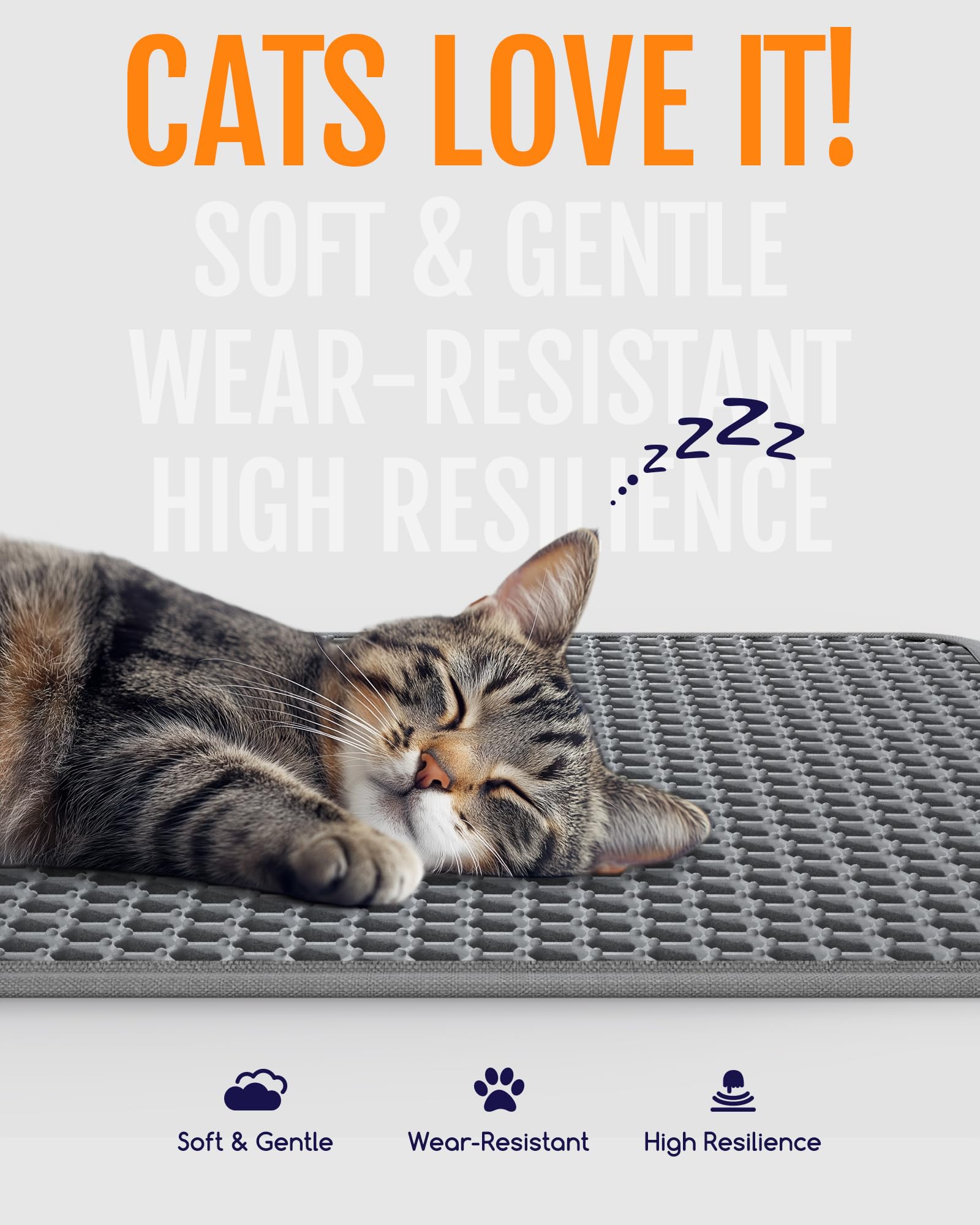 Powools cat litter mat soft EVA surface is gentle on paws.