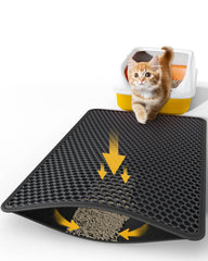 Powools cat litter mat top layer with honeycomb design traps litter.
