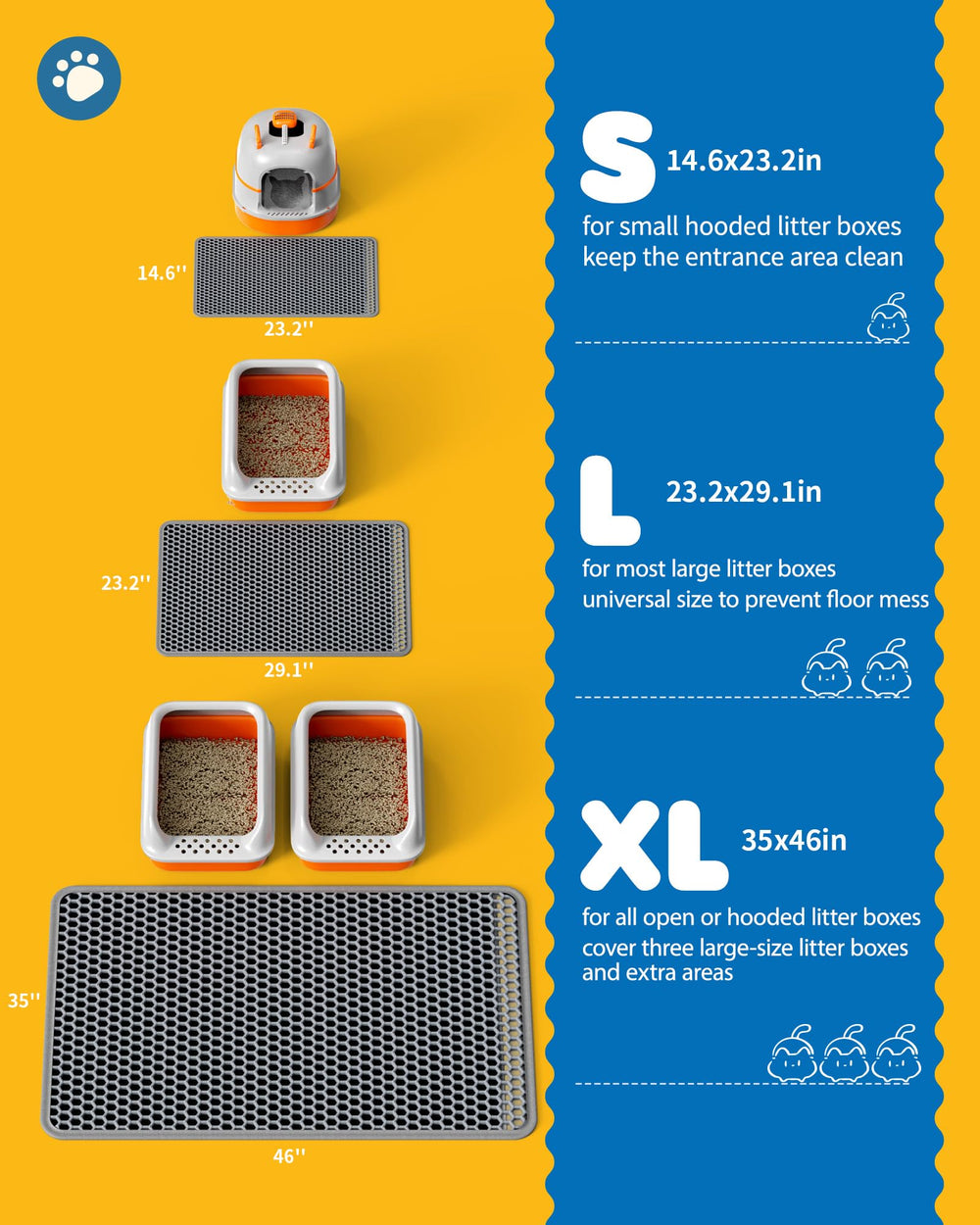Powools cat litter mat washable EVA surface is soft and durable.