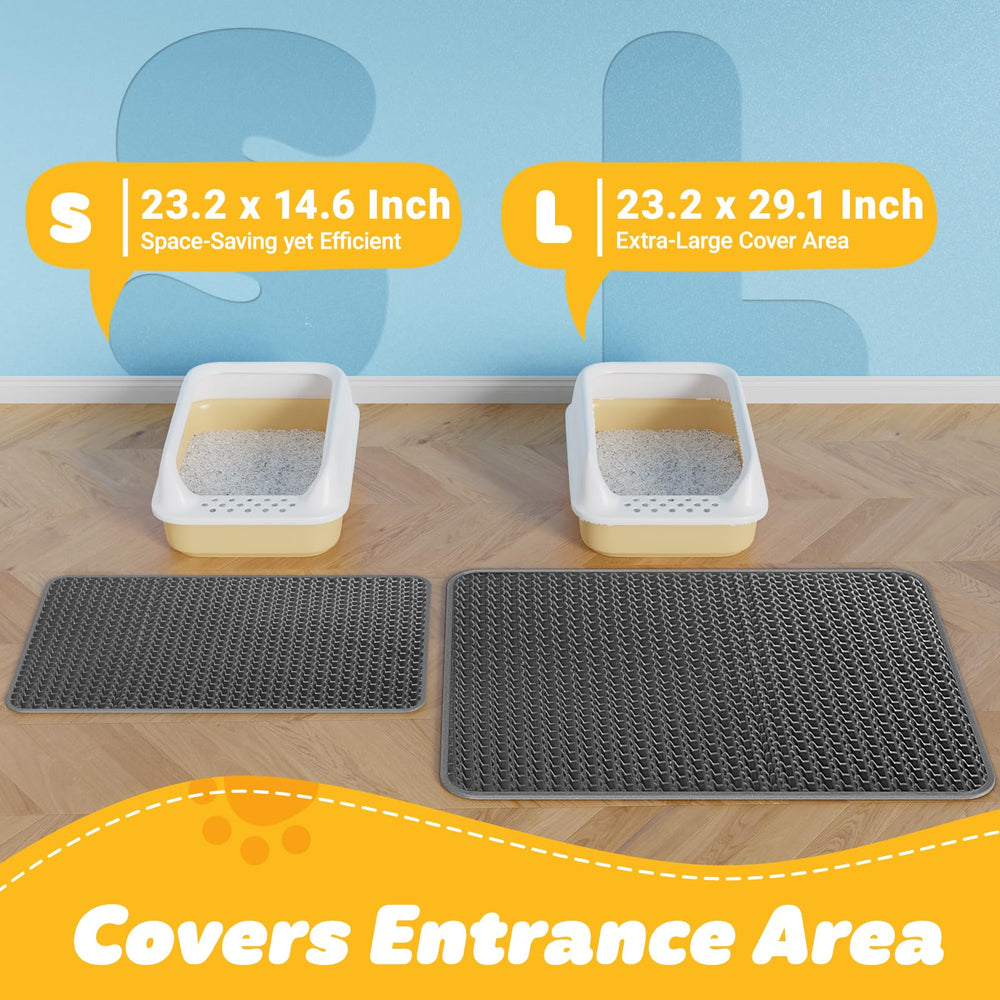 Powools waterproof anti-slip litter mat protects floors and catches spills.