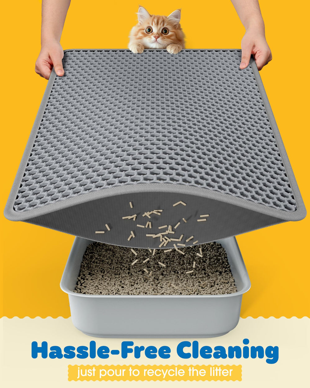 Powools cat litter mat waterproof bottom protects floors from spills.