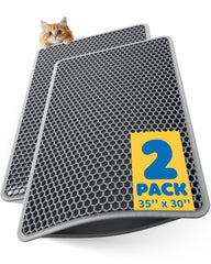 Powools 2-pack cat litter mats top view showing broad coverage and reduced tracking