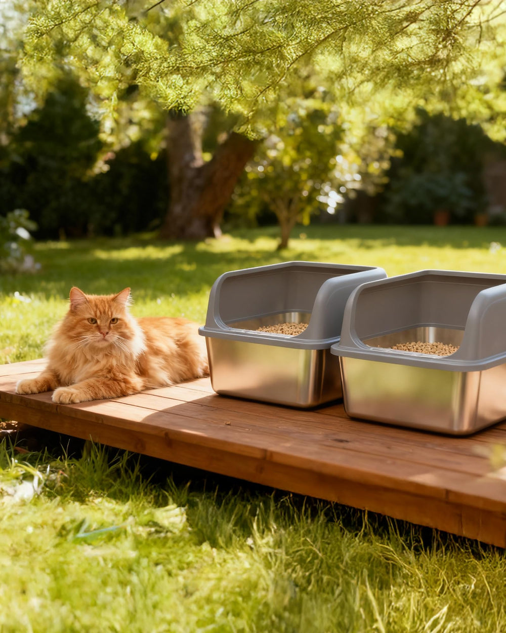 Powools open-top litter box design offers easy access for cats.