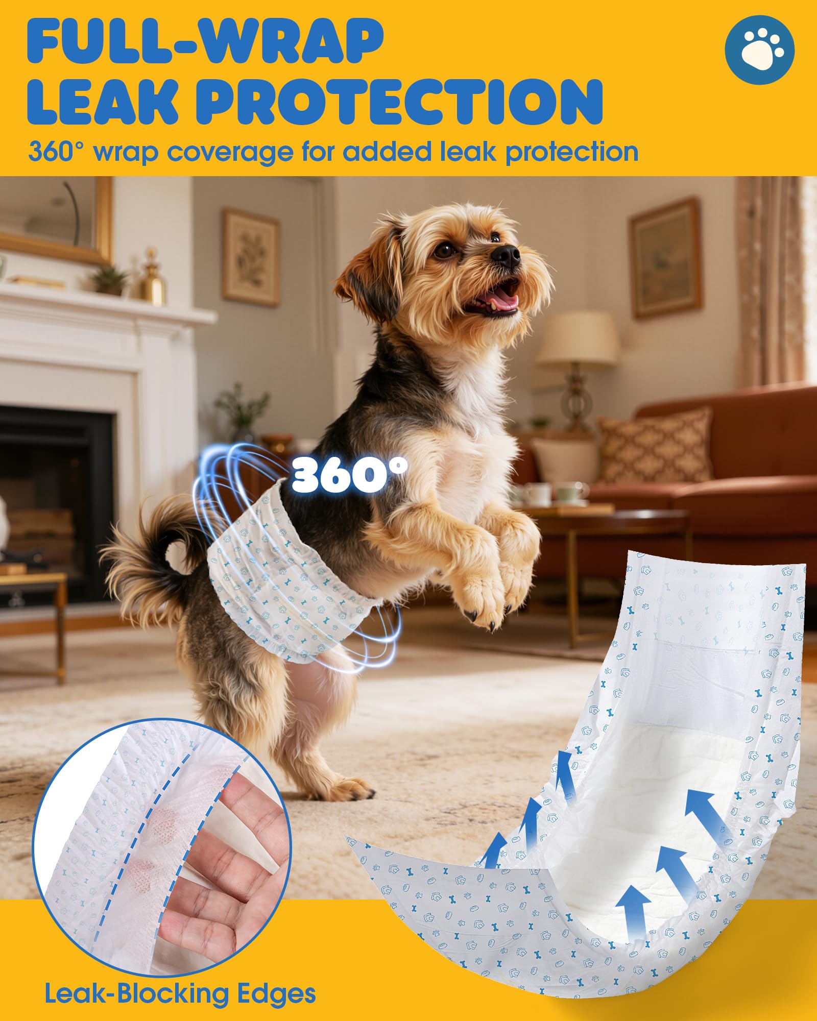 Powools male dog wrap with 360 wrap for secure, leak-free protection.
