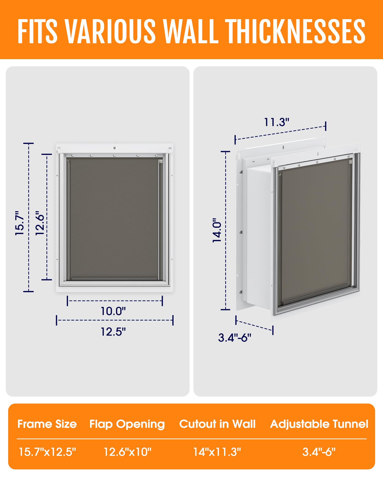 Powools Pet Door for Wall dual sliding panels allow secure entry control.
