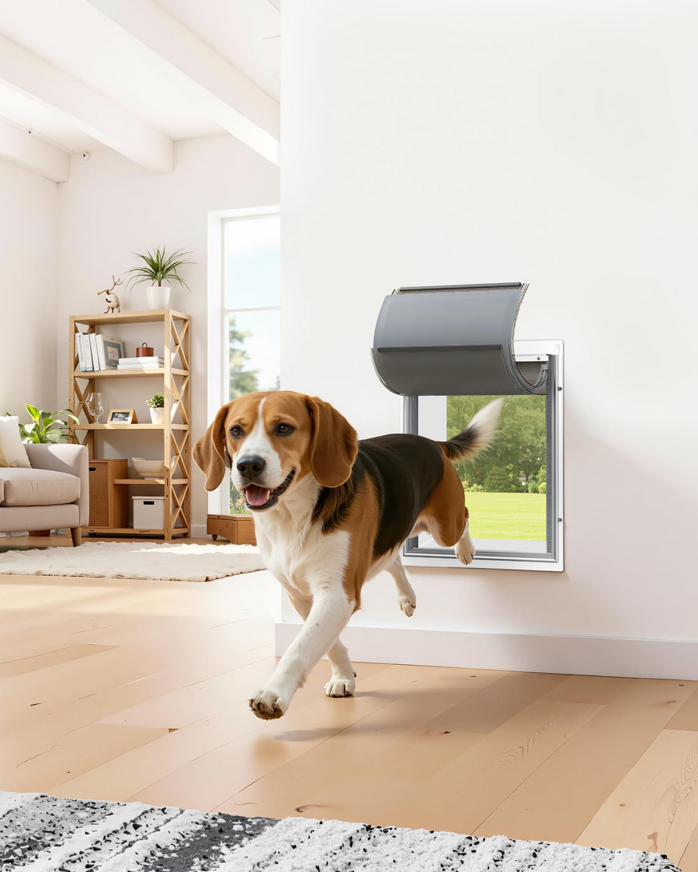 Powools Pet Door for Wall suitable for pets up to 45 pounds.