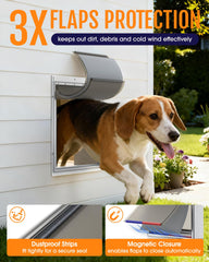 Powools Pet Door for Wall side profile shows adjustable wall tunnel.