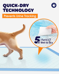 Powools puppy pads sturdy tear-resistant material for active puppies and long use.